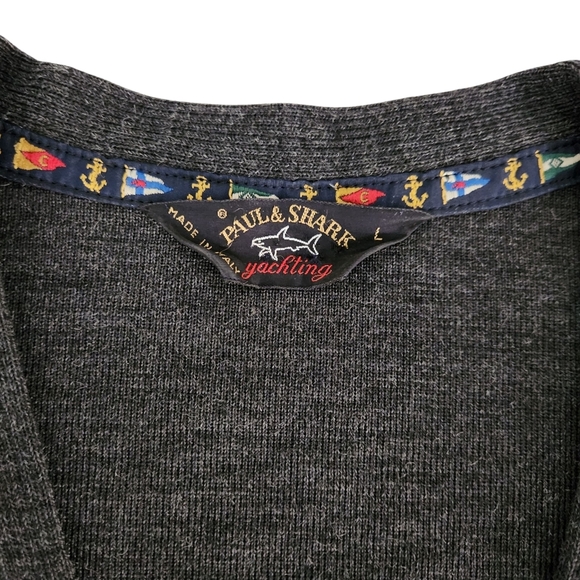 PAUL & SHARK dark gray knit v-neck sweater pullover large - Picture 5 of 14